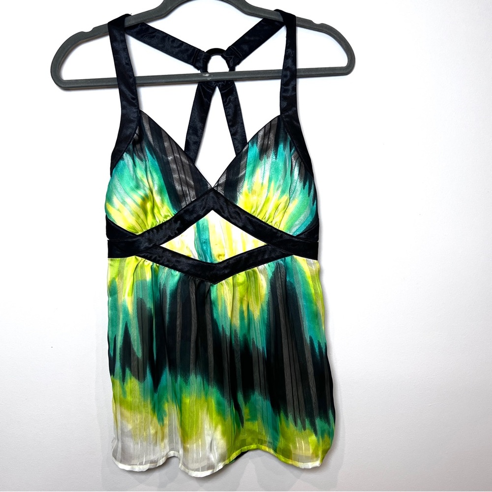 2B Bebe Stylish Black and Green Women's Top